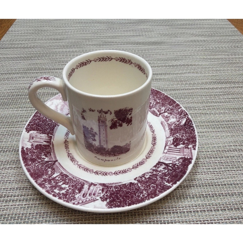 Vtg Wedgewood Cup & Saucer Cal UC Berkeley Diamond Jubilee MINT
